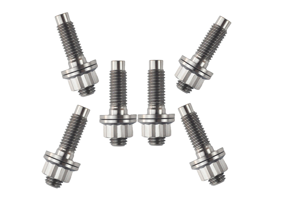 6 x M10 x 1.25 x 45mm Titanium Studs, Nuts and Washers Kit-12 Point Nut