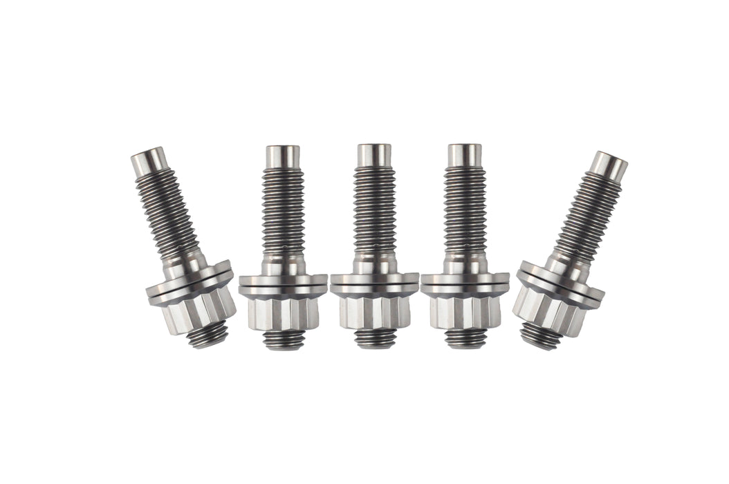 5 x M10 x 1.25 x 45mm Titanium Studs, Nuts and Washers Kit-12 Point Nut