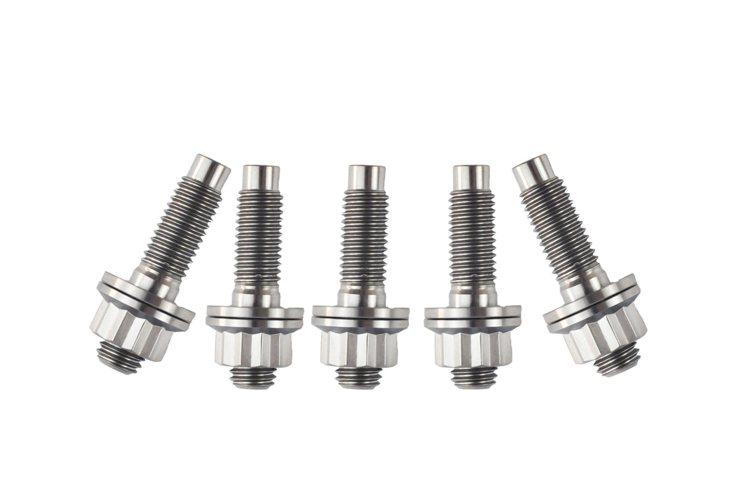 5x M10 x 1.5 x 45mm Titanium Studs, Nuts and Washers Kit-12 Point Nut