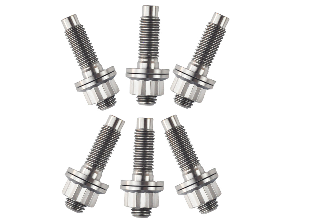 6x M10 x 1.5 x 45mm Titanium Studs, Nuts and Washers Kit-12 Point Nut